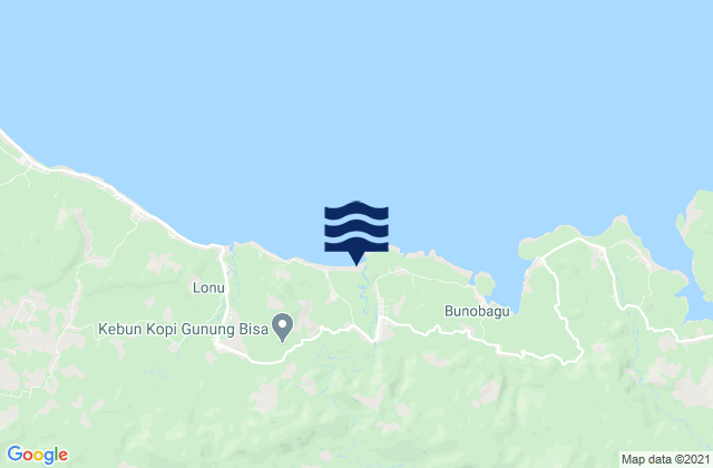 Mappa delle maree di Bunobogu, Indonesia