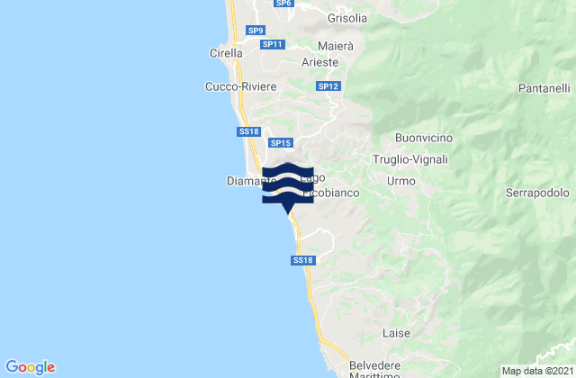 Mappa delle maree di Buonvicino, Italy