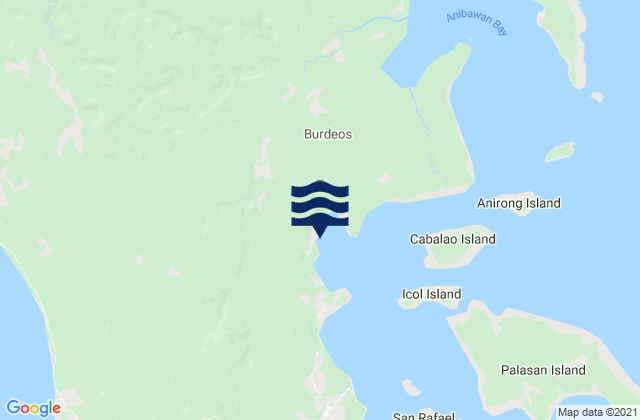 Mappa delle maree di Burdeos Bay (Polillo Island), Philippines