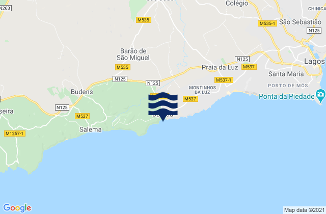 Mappa delle maree di Burgau, Portugal