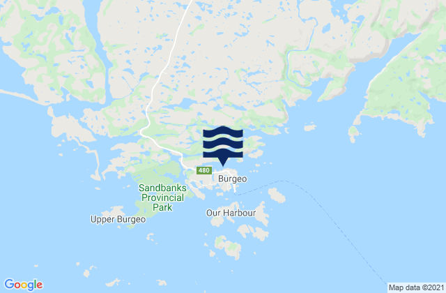 Mappa delle maree di Burgeo, Canada