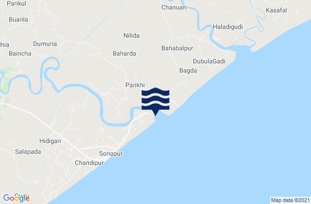 Mappa delle maree di Burhabalang River Entrance, India