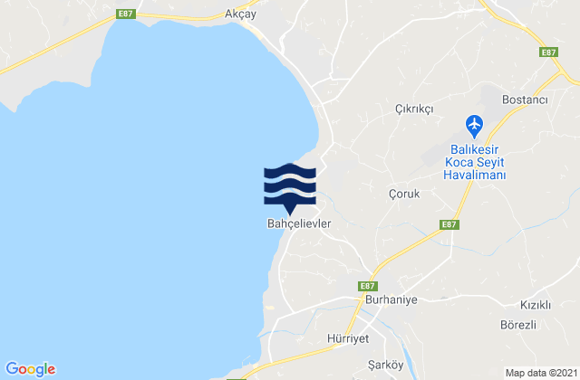 Mappa delle maree di Burhaniye İlçesi, Turkey