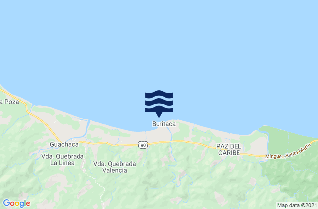 Mappa delle maree di Buritaca, Colombia