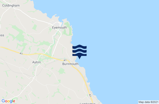 Mappa delle maree di Burnmouth Bay, United Kingdom