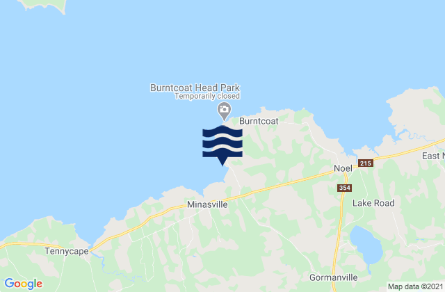 Mappa delle maree di Burntcoat Head, Canada