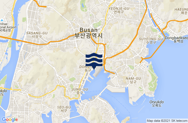 Mappa delle maree di Busan, South Korea