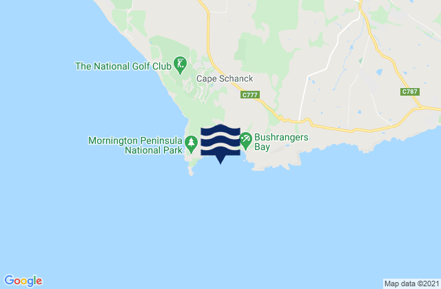 Mappa delle maree di Bushrangers Bay, Australia