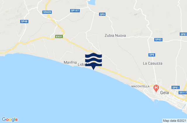 Mappa delle maree di Butera, Italy