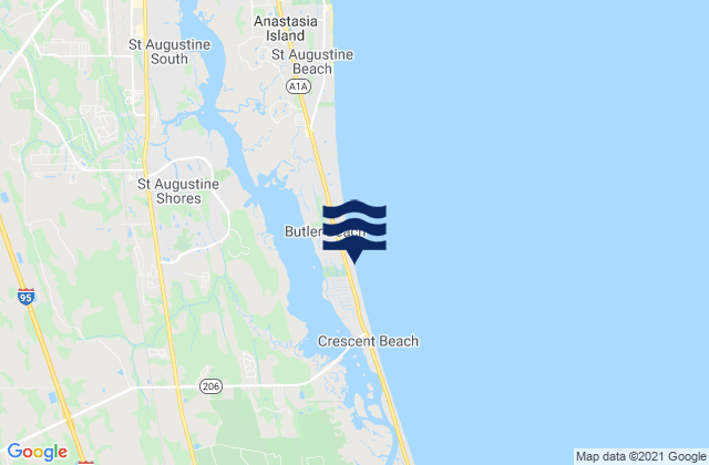 Mappa delle maree di Butler Beach, United States