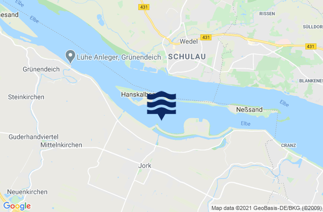 Mappa delle maree di Buxtehude (Este), Denmark