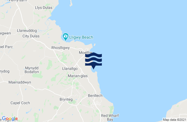 Mappa delle maree di Bychan Beach, United Kingdom