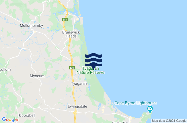 Mappa delle maree di Byron Shire, Australia