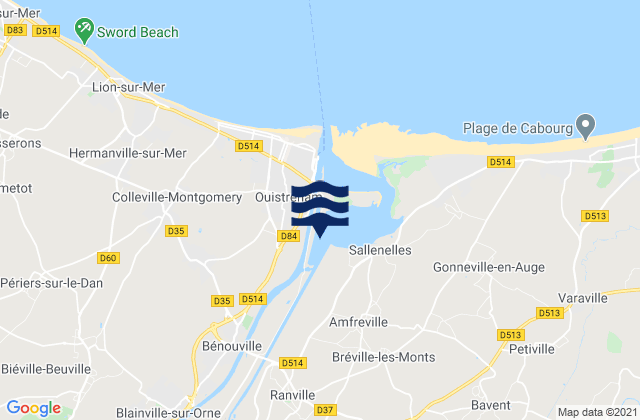 Mappa delle maree di Bénouville, France