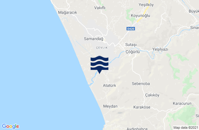 Mappa delle maree di Büyükçat, Turkey