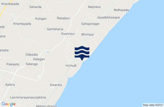 Mappa delle maree di Bāleshwar, India