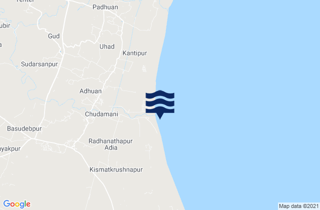 Mappa delle maree di Bāsudebpur, India