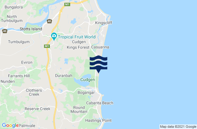Mappa delle maree di Cabarita Beach, Australia