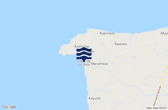 Mappa delle maree di Cabo de la Vela, Colombia