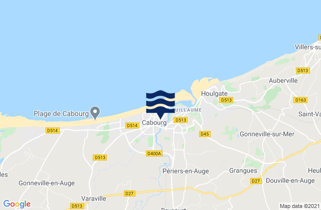 Mappa delle maree di Cabourg, France