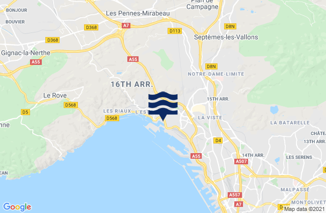 Mappa delle maree di Cabriès, France