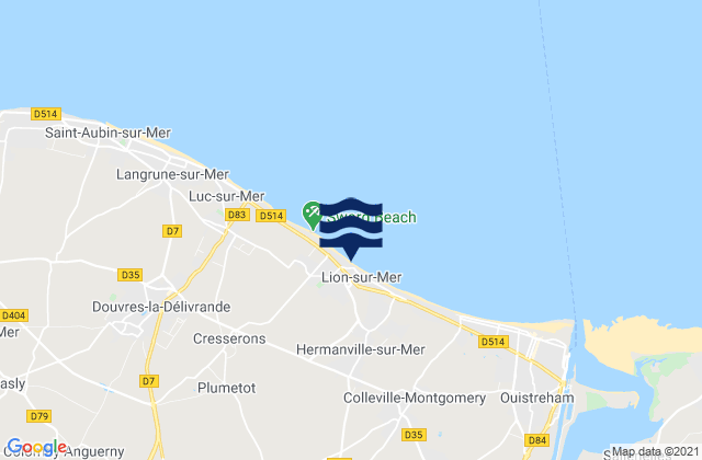 Mappa delle maree di Caen, France