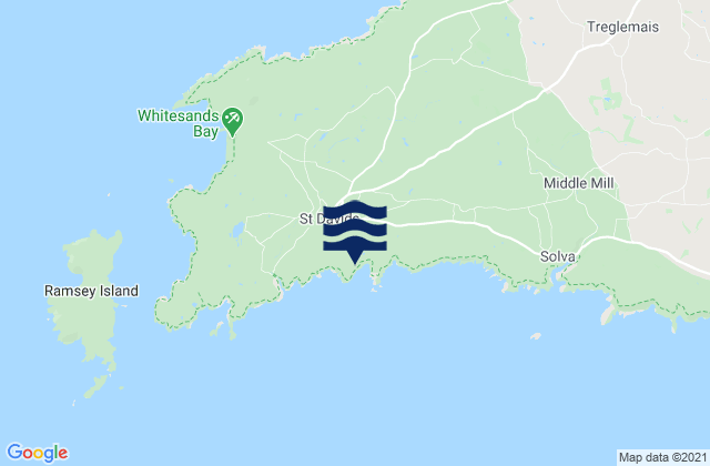 Mappa delle maree di Caerfai Bay, United Kingdom