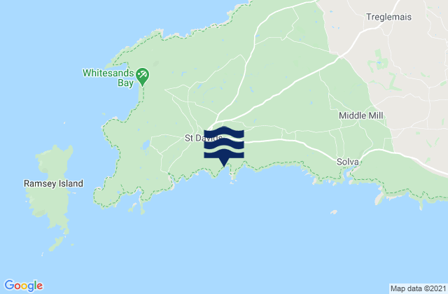 Mappa delle maree di Caerfai Beach, United Kingdom