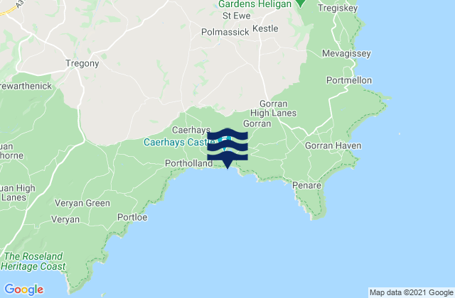 Mappa delle maree di Caerhays, United Kingdom