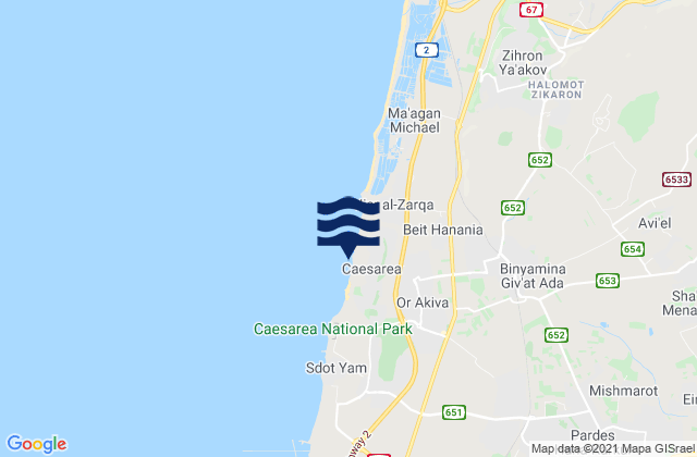 Mappa delle maree di Caesarea, Israel
