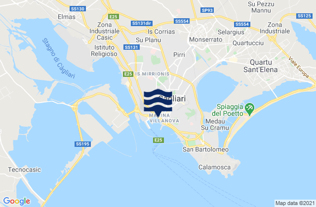 Mappa delle maree di Cagliari, Italy