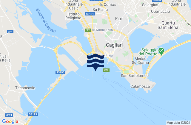 Mappa delle maree di Cagliari Sardinia, Italy