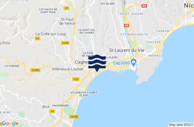Mappa delle maree di Cagnes-sur-Mer, France