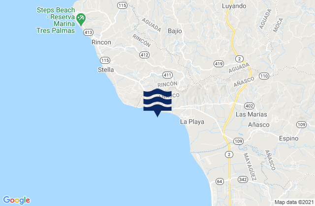 Mappa delle maree di Caguabo Barrio, Puerto Rico