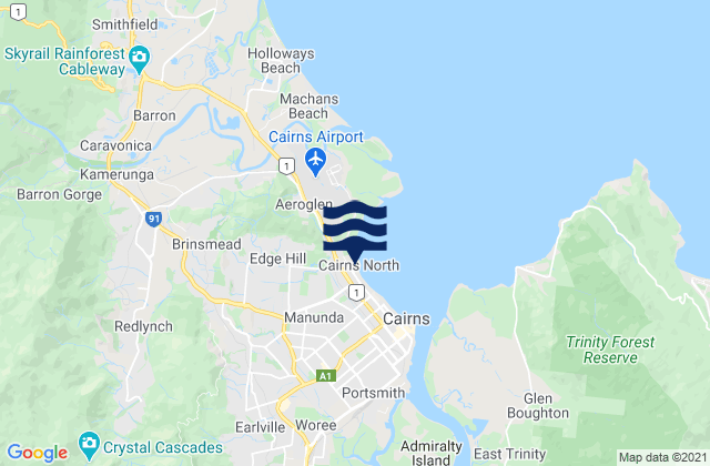 Mappa delle maree di Cairns, Australia