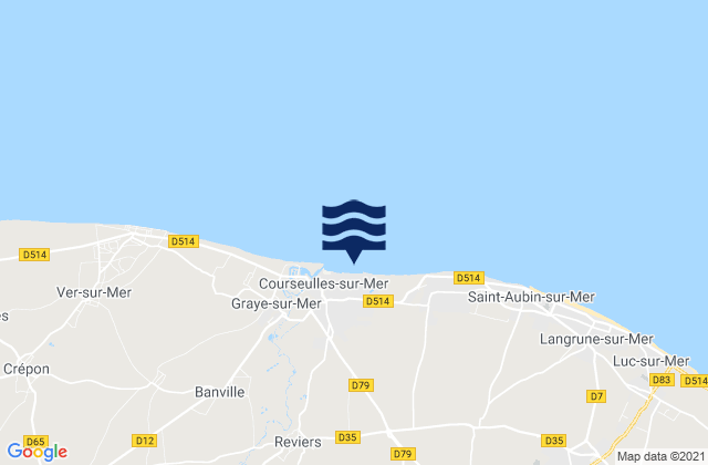 Mappa delle maree di Cairon, France