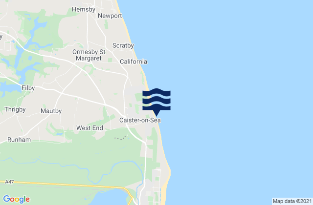 Mappa delle maree di Caister-on-Sea, United Kingdom