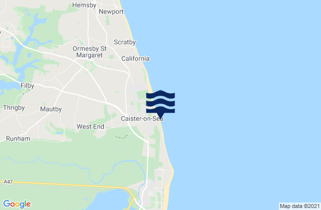 Mappa delle maree di Caister Beach, United Kingdom