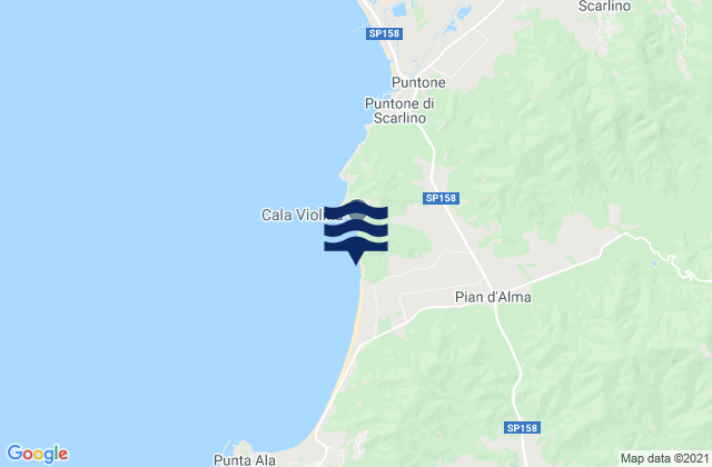 Mappa delle maree di Cala Civette, Italy