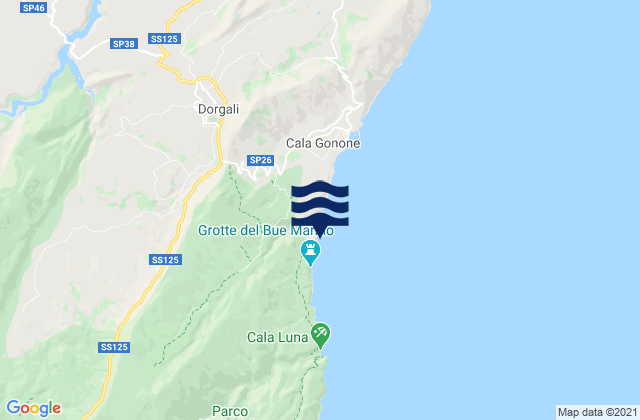 Mappa delle maree di Cala Fuili, Italy