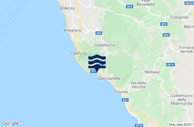 Mappa delle maree di Cala del Leone, Italy