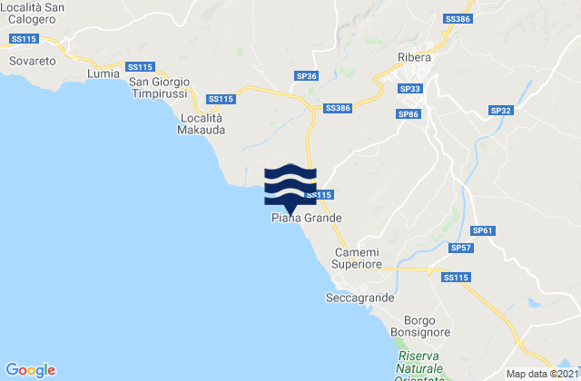 Mappa delle maree di Calamonaci, Italy
