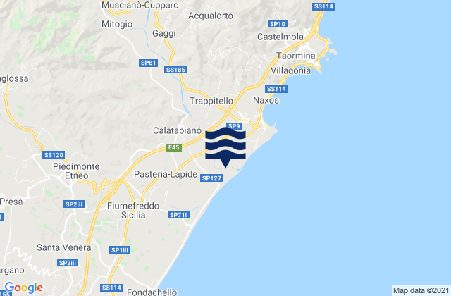 Mappa delle maree di Calatabiano, Italy