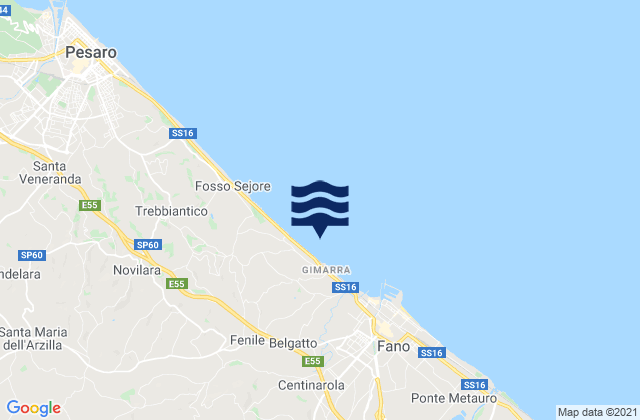 Mappa delle maree di Calcinelli, Italy