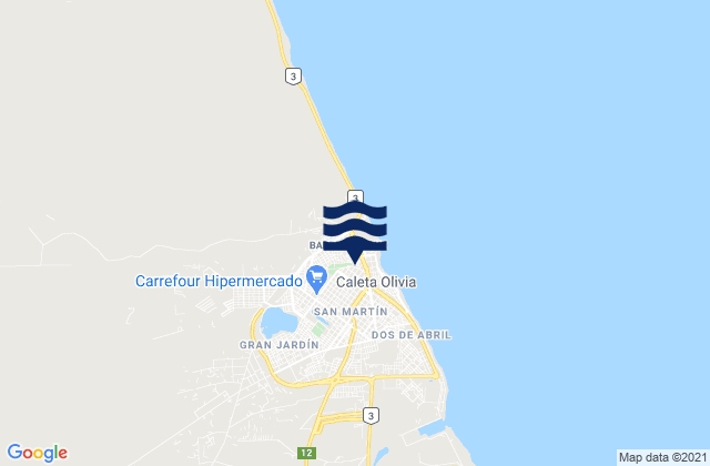 Mappa delle maree di Caleta Olivia, Argentina