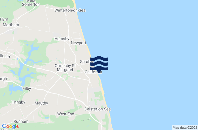 Mappa delle maree di California Beach, United Kingdom