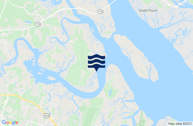 Mappa delle maree di Callawassie Island South Colleton River, United States