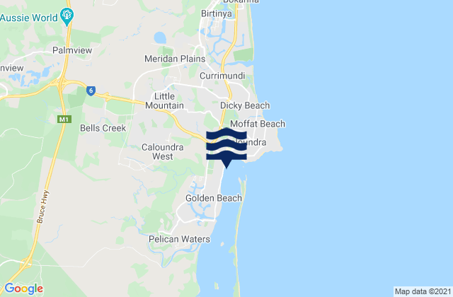 Mappa delle maree di Caloundra West, Australia