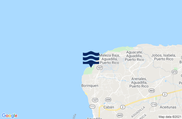 Mappa delle maree di Camaceyes Barrio, Puerto Rico