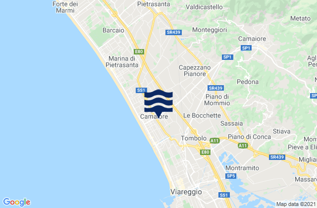 Mappa delle maree di Camaiore, Italy